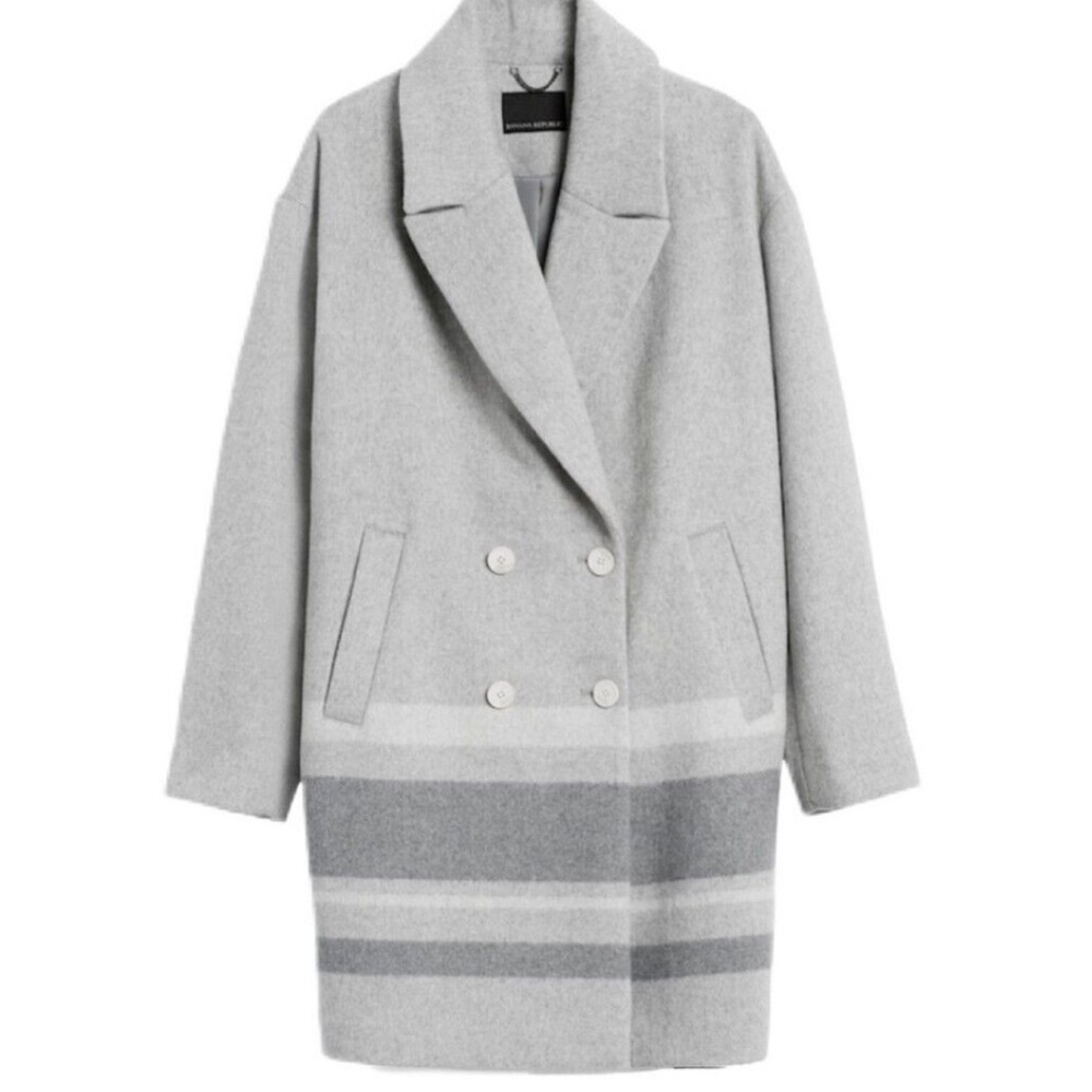 NWOT Banana Republic Oversized Wool Double Faced Coat Heather Gray Size XS